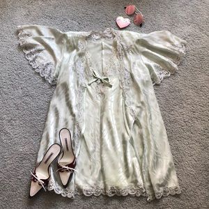 GILL TICE Vintage Mint Lace Silk Lingerie Set GORGEOUS